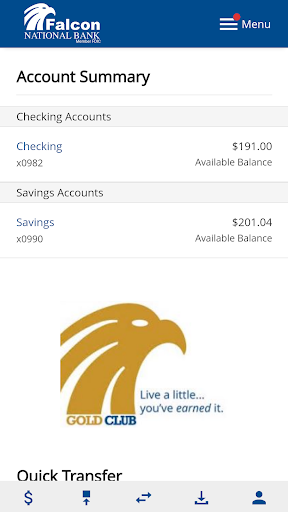 Falcon National Bank Mobile Screen 2