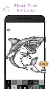 Shark Pixel Art Color