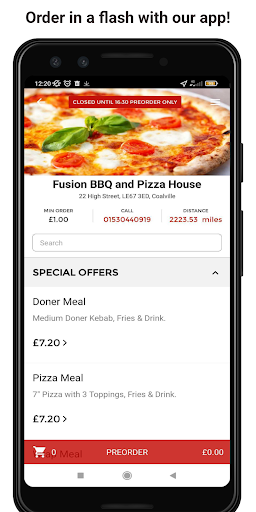 Android application Fusion BBQ and Pizza House screenshort