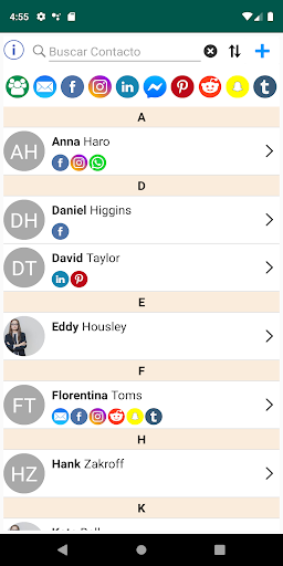 Lista de contactos interactivo