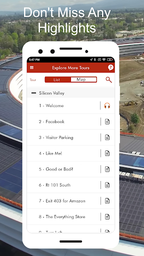 Screenshot of Silicon Valley SF Driving Tour