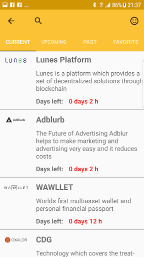 Android application ICO Watchlist - ICO calendar screenshort