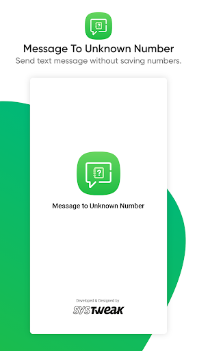 Android application Message To Unknown Number screenshort