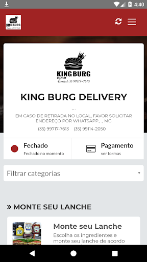 Android application King Burg Delivery screenshort