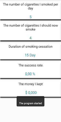Android application Never Smoke Again screenshort