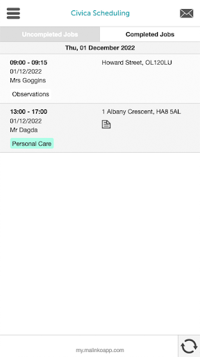 Civica Scheduling Screen 2