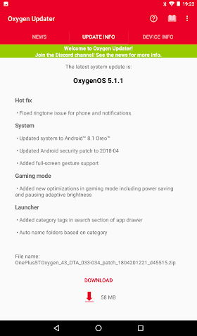Oxygen OS updating app