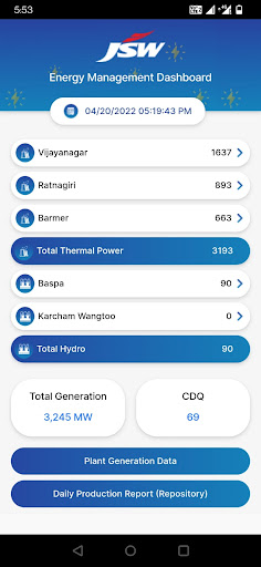 Android application JSW Energy screenshort