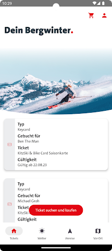 Android application KitzSki screenshort