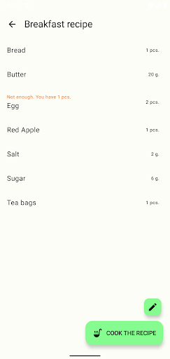 My pantry. Smart shopping list Screen 3