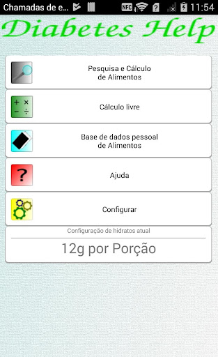 Android application Diabetes Cálculo de Hidratos screenshort