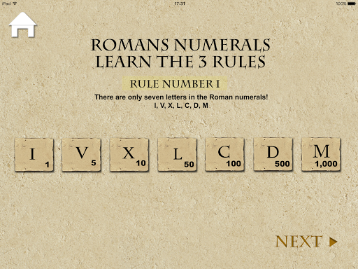 Roman Numerals Screen 2