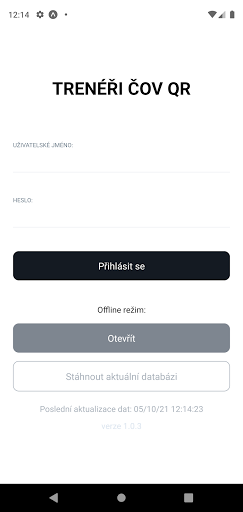 Android application Trenéři ČOV QR screenshort