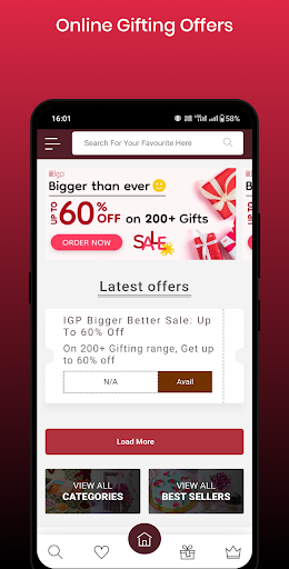 Android application Online Gifting & Cakes Offers screenshort