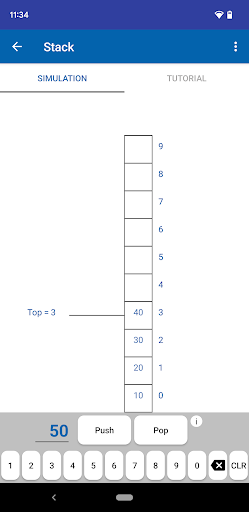 Data Structure Simulation Screen 2