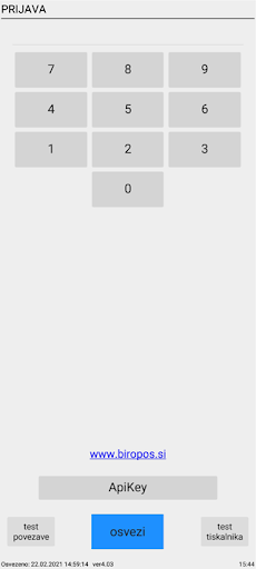 Android application BiroPOS davčna blagajna screenshort