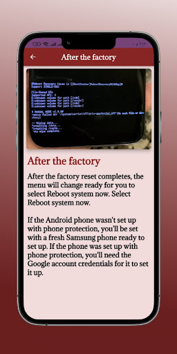 Android application Samsung Factory Reset help screenshort