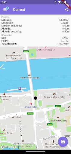 Android application Dirr - GPS, compass, rpy screenshort