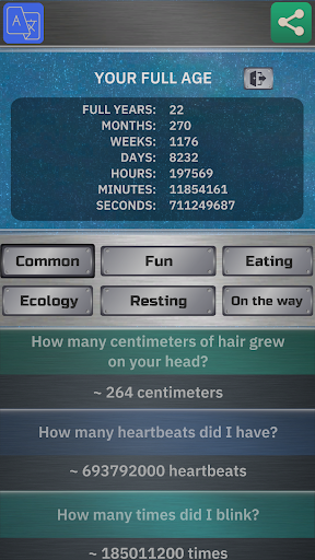Android application Life Calculator - Stats screenshort