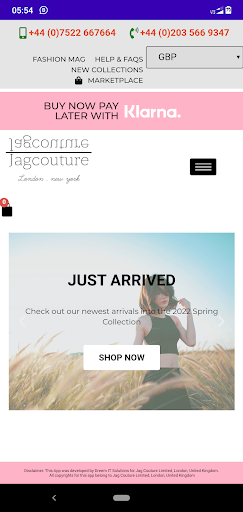 Android application Jag Couture London UK screenshort