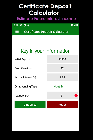Banking Calculator Screen 2