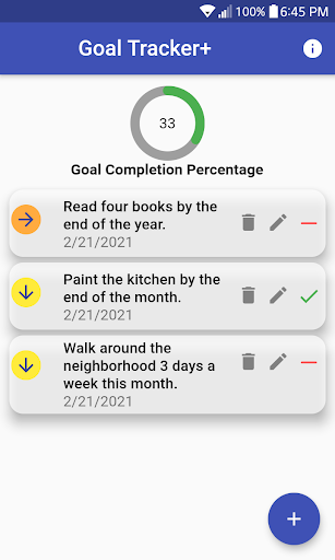 Android application Goal Tracker+ screenshort