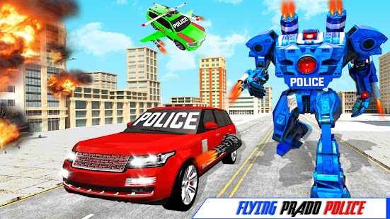 Flying Prado Helicopter Car Transform Robot Games screenshots 16