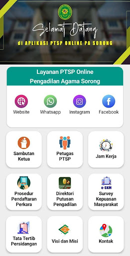 Android application PTSP ONLINE PA SORONG screenshort