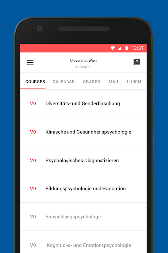 Android application Uni Wien mobile - von und für screenshort