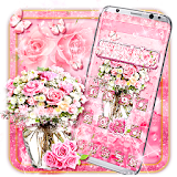 Pink Rose Vase Theme icon