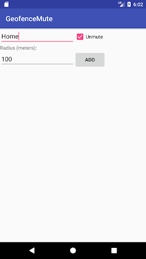 Android application Geofence Mute screenshort
