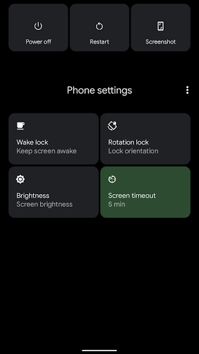 Power menu controls Screen 3