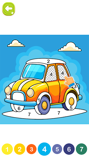 Cars color by number for kids