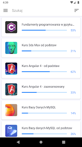 Android application strefakursów.pl screenshort