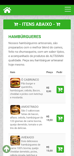 Cardápio Demo Screen 3
