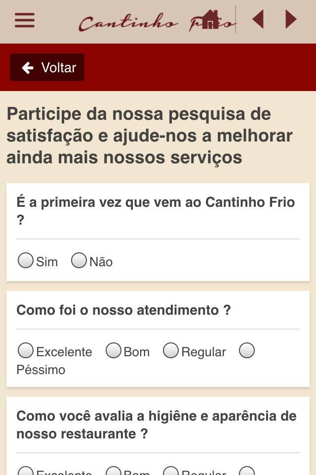 Android application Cantinho Frio. screenshort