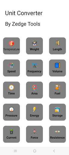 Android application Unit Converter screenshort
