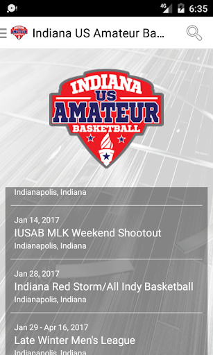Android application Indiana US Amateur Basketball screenshort