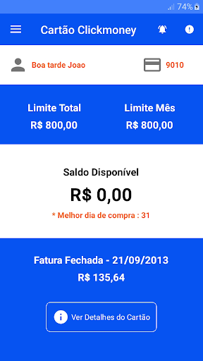 Cartão Clickmoney Screen 3