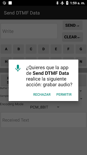 Android application Send Data using DTMF system screenshort