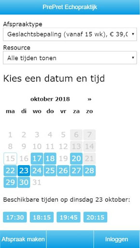 Android application PrePret Echopraktijk screenshort