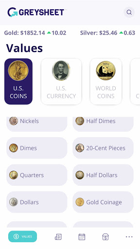 Android application Greysheet: Rare Coin Values & screenshort