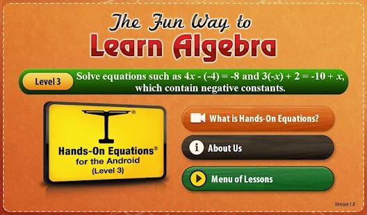 Hands-On Equations 3: Tablet Screenshot