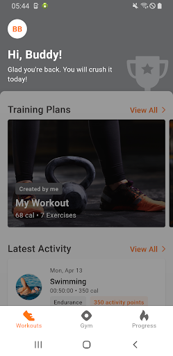 Android application ClubFit8 screenshort