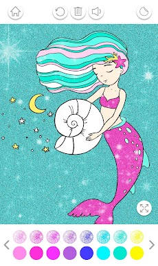 Mermaid Coloring Page Glitterのおすすめ画像2