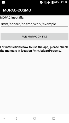 Android application MOPAC-COSMO screenshort