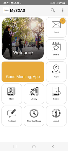 Android application MySOAS screenshort