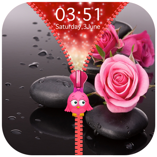 Pink Rose Zipper Lock Screen