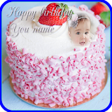 Birthday cake greeting card icon