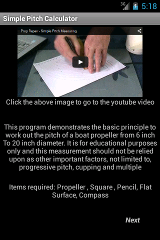 Simple Pitch Calculator Screen 2